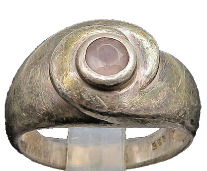 925 Sterling Silver   Vintage Amethyst Dark Tone Smooth Band Ring Sz 6 RG23366