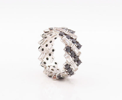 925 Sterling Silver Vintage Ring Designer Spinel & Topaz Bands  Sz 7  RG29995