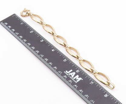 925 Sterling Silver  Vintage Shiny Gold Plated Oval Chain Bracelet  BT9272