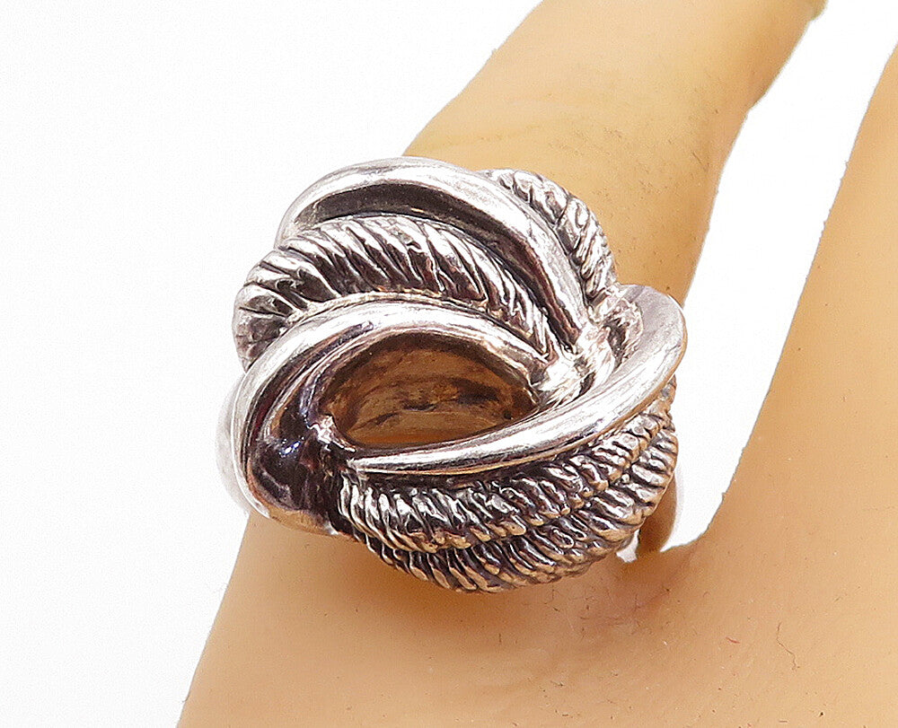 925 Sterling Silver  Vintage Shiny Etched Twist Knot Band Ring Sz 8.5  RG4865