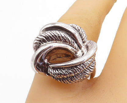 925 Sterling Silver  Vintage Shiny Etched Twist Knot Band Ring Sz 8.5  RG4865