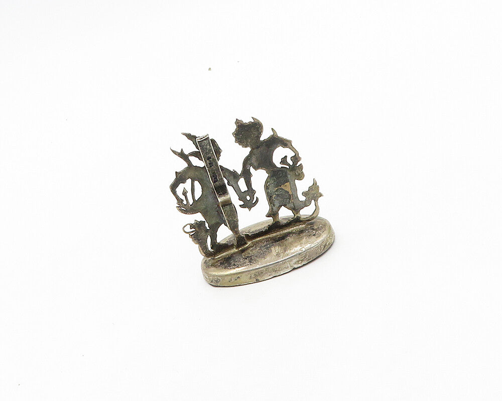 925 Sterling Silver  Vintage Male Female God Figures Detail Card Holder TR2668