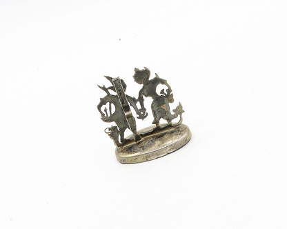 925 Sterling Silver  Vintage Male Female God Figures Detail Card Holder TR2668