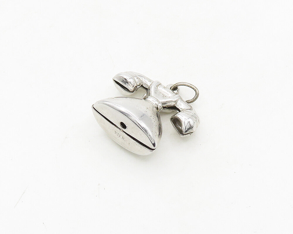 925 Sterling Silver  Vintage Shiny Old Fashioned Telephone Pendant  PT15480