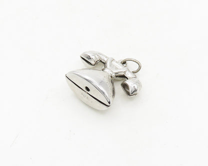 925 Sterling Silver  Vintage Shiny Old Fashioned Telephone Pendant  PT15480