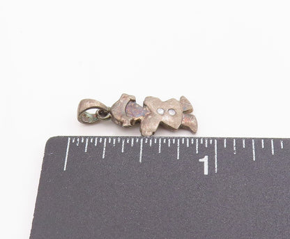 925 Sterling Silver Vintage Pendant Round CZ Dark Tone Little Girl Charm PT24832