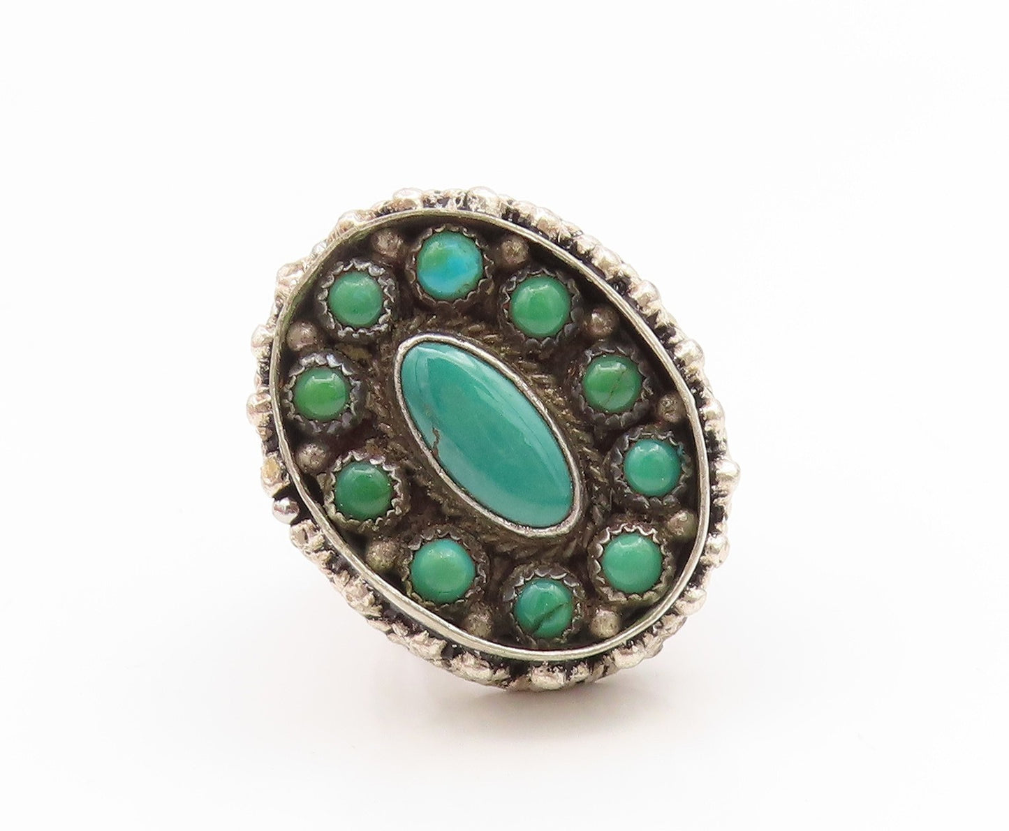 925 Sterling Silver Vintage Ring SARDA Turquoise Scrollwork Band  Sz 5  RG35173