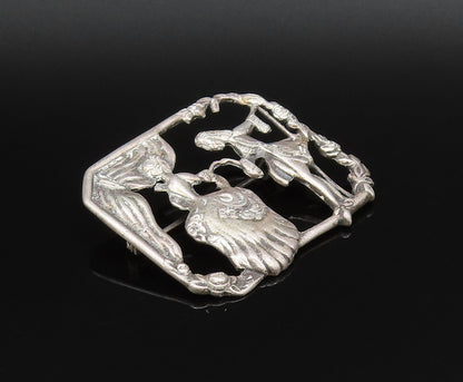 PERU 925 Silver  Vintage Antique Royal Dancing Cutout Brooch Pin  BP9876