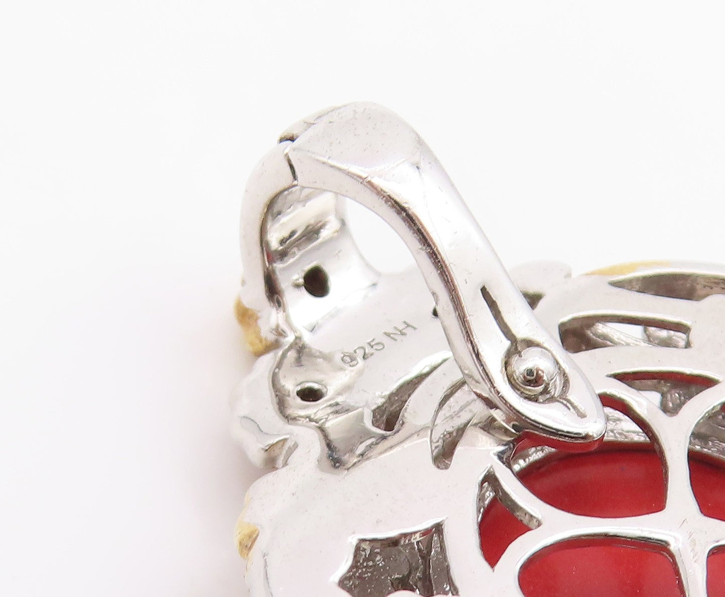 925 Sterling Silver Vintage Pendant MICHAEL VALITUTTI Gemstone Flowers  PT24242