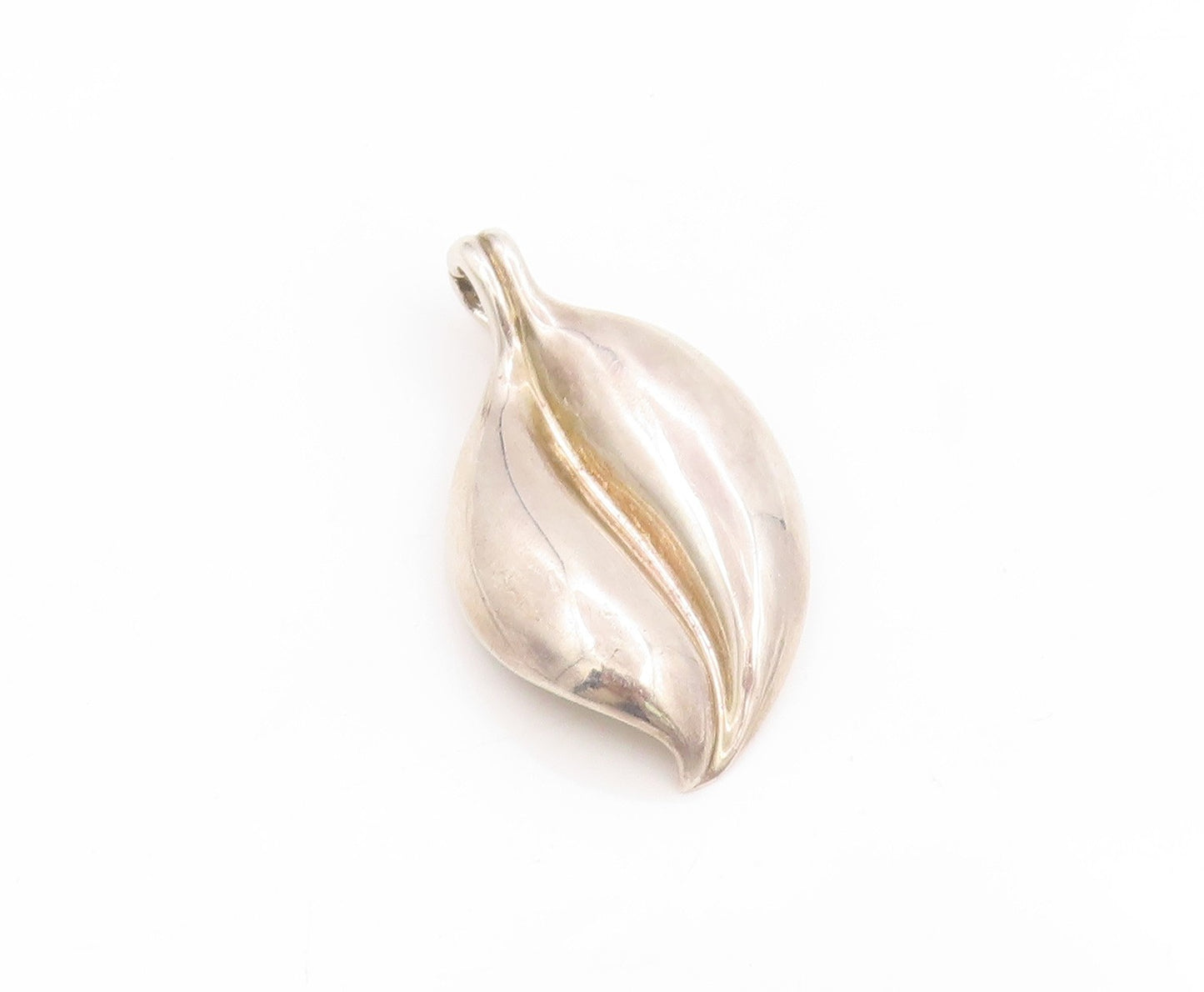 925 Sterling Silver Vintage Pendant ESPO SIG Modernist Large Floral Leaf PT25800