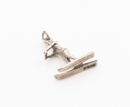 925 Sterling Silver  Vintage Shiny Petite Water Ski Sports Pendant  PT18379