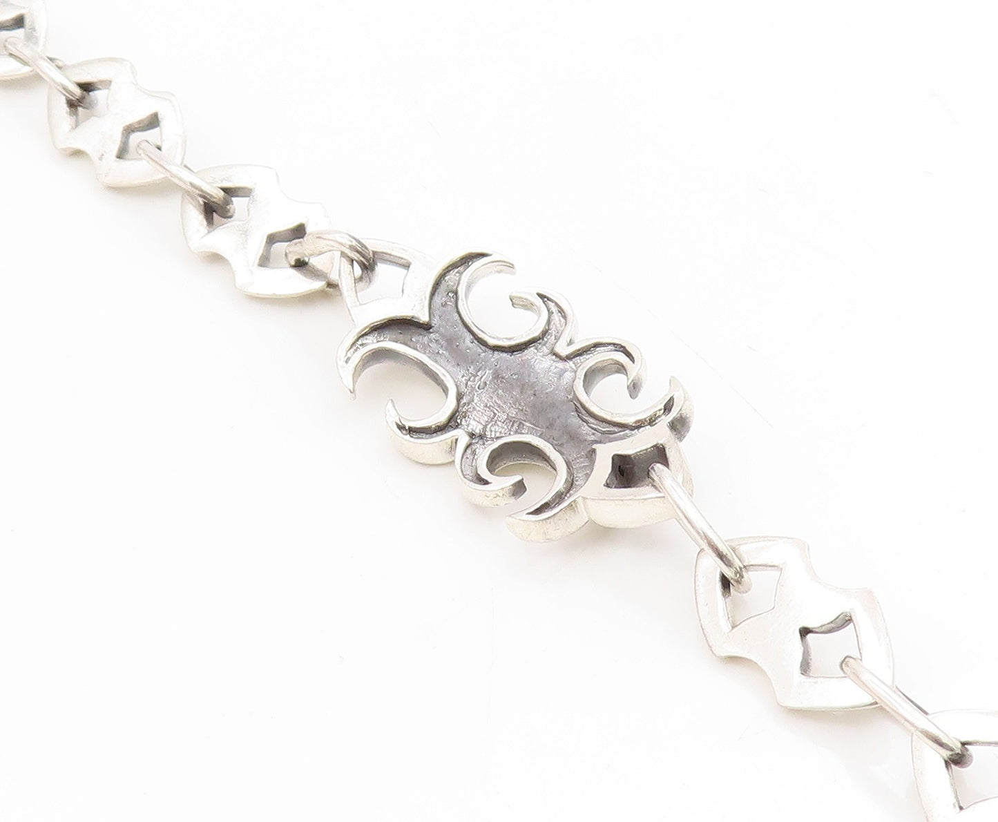 925 Sterling Silver Vintage Bracelet Intricate Gothic Scrollwork Link  BT11676