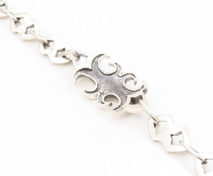 925 Sterling Silver Vintage Bracelet Intricate Gothic Scrollwork Link  BT11676