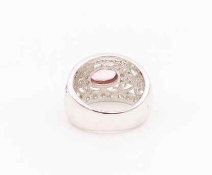 925 Sterling Silver Vintage Ring Designer 2 Tone CZ Swirls Cutout  Sz 5  RG33086