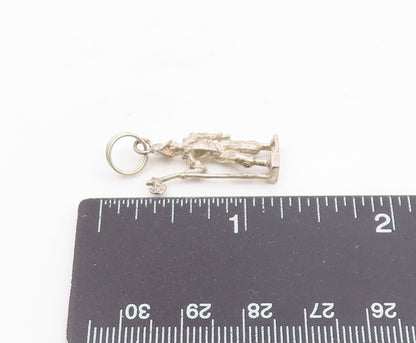 925 Sterling Silver  Vintage Sculpted Knight Armor With Axe Pendant  PT21294