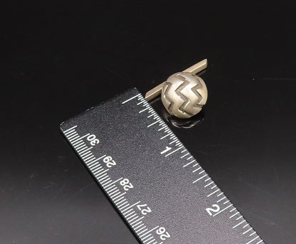 925 Sterling Silver  Vintage Carved Wavy Lines Dome Chain Cuff Links  TR3423