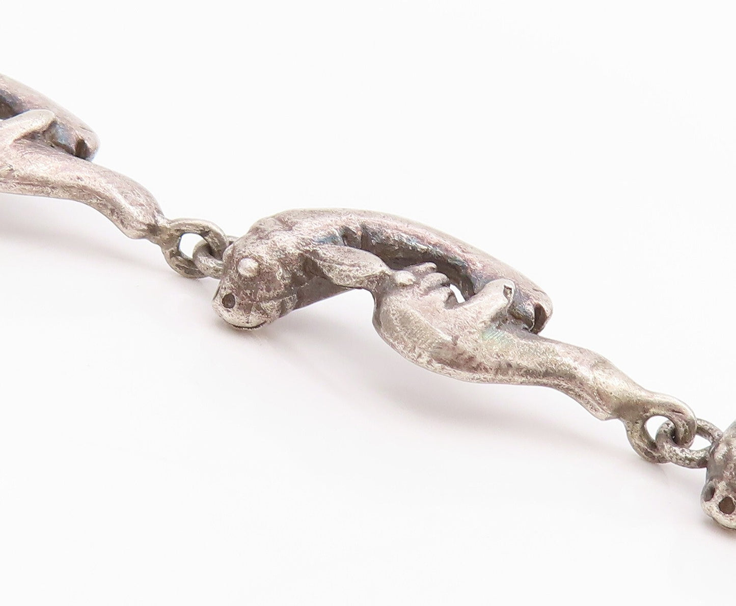 925 Sterling Silver Vintage Bracelet Dark Tone Swimming Sea Gull   BT11028