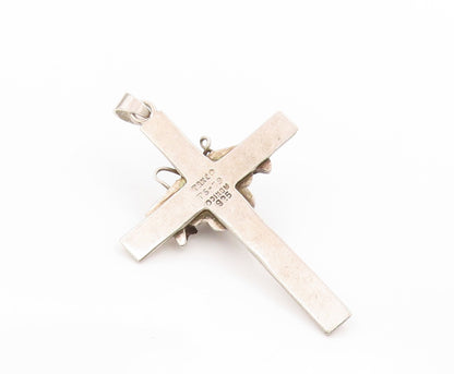 925 Sterling Silver Vintage Pendant TAXCO Grapevine Religious Cross  PT24948