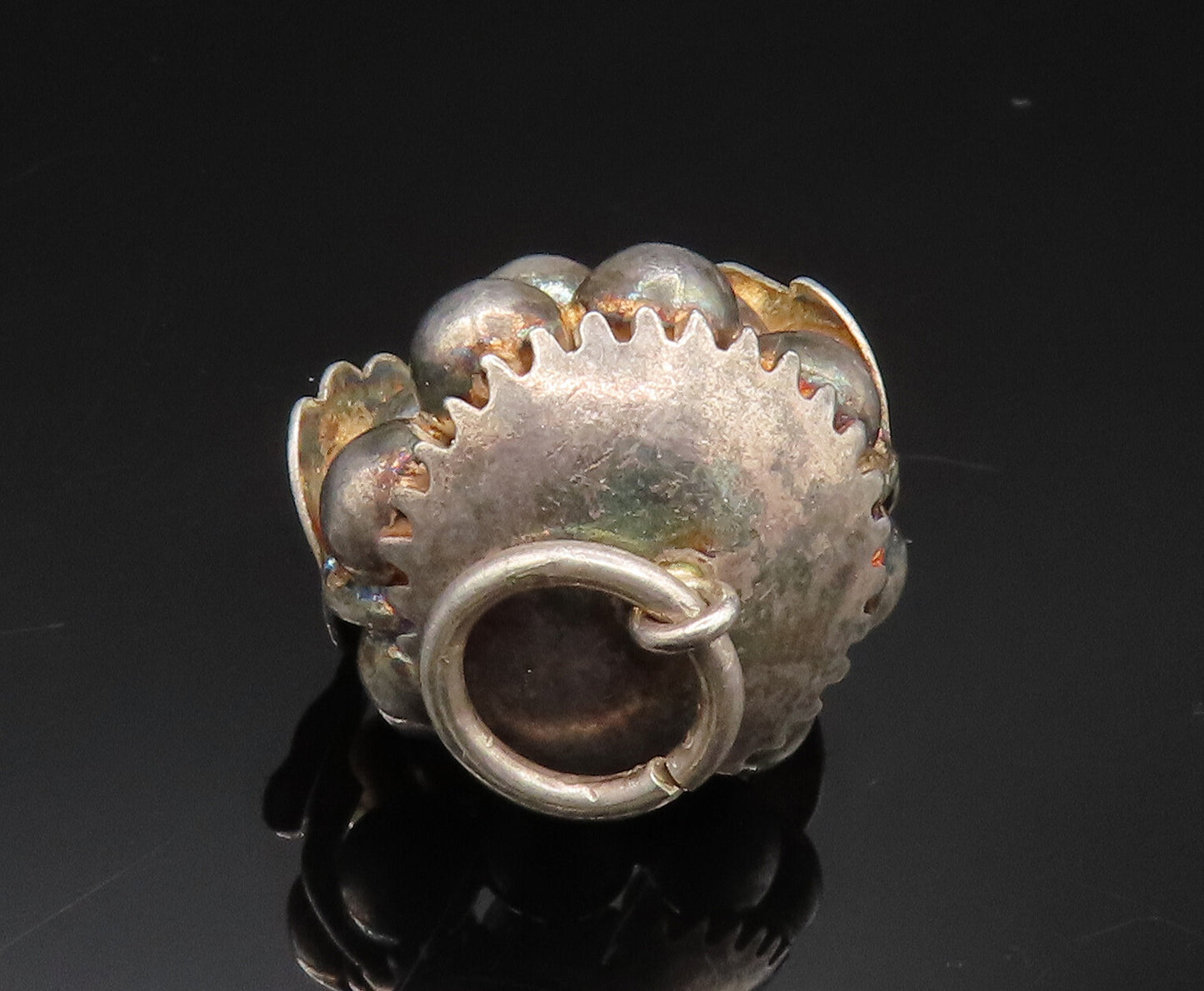 925 Sterling Silver  Vintage Hollow Grape Cluster Charm Pendant  PT20453