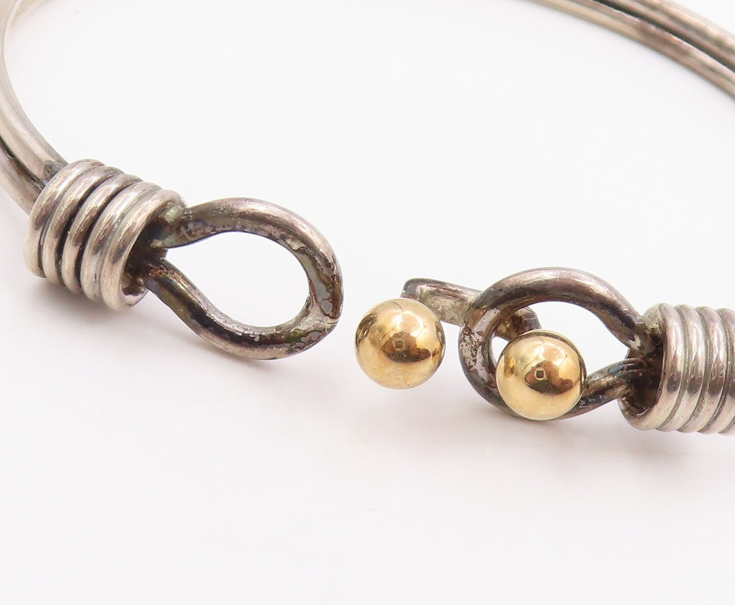 18K Gold & 925 Sterling Silver Vintage Bracelet TIFFANY & CO Bangle  BT11939