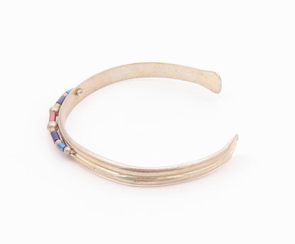 925 Sterling Silver  Vintage Wire Twist Detail Petite Cuff Bracelet  BT8487