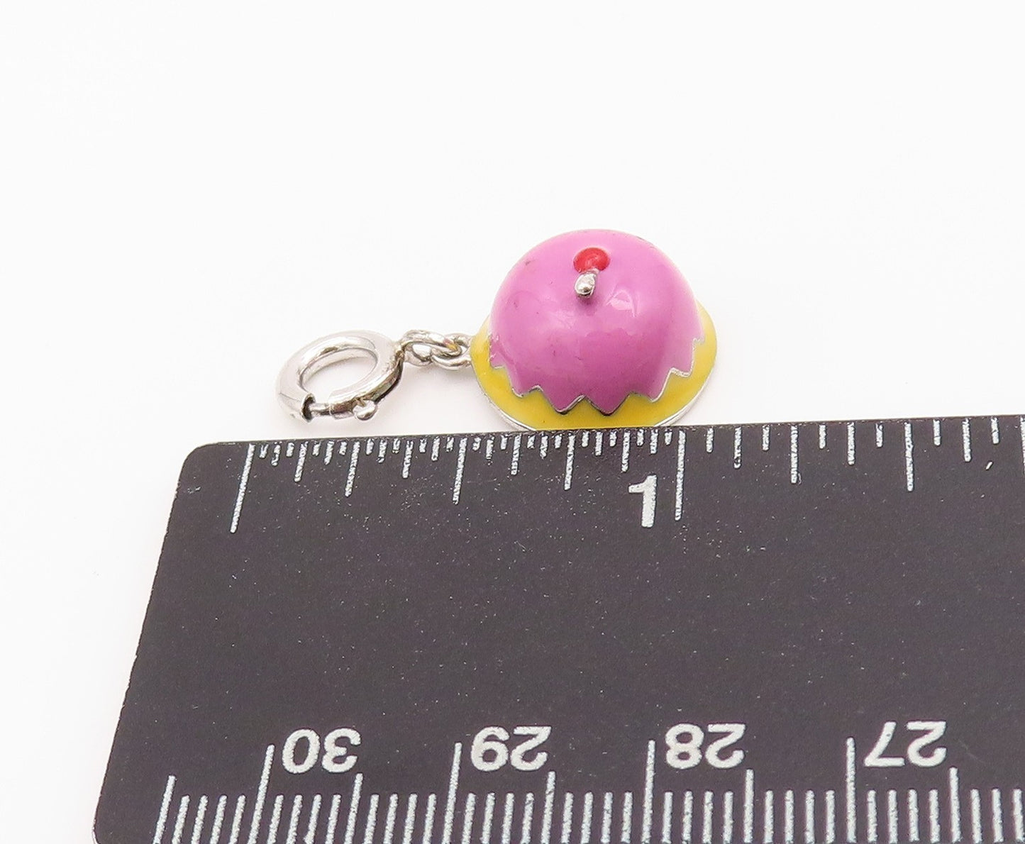 925 Sterling Silver Vintage Pendant Designer Enameled Ice Cream  PT24279
