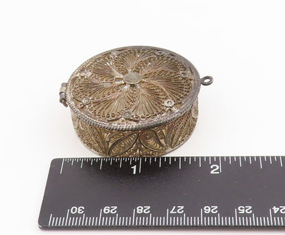 925 Sterling Silver Vintage Trinket Box Floral Filigree Design OPENS  TR4060