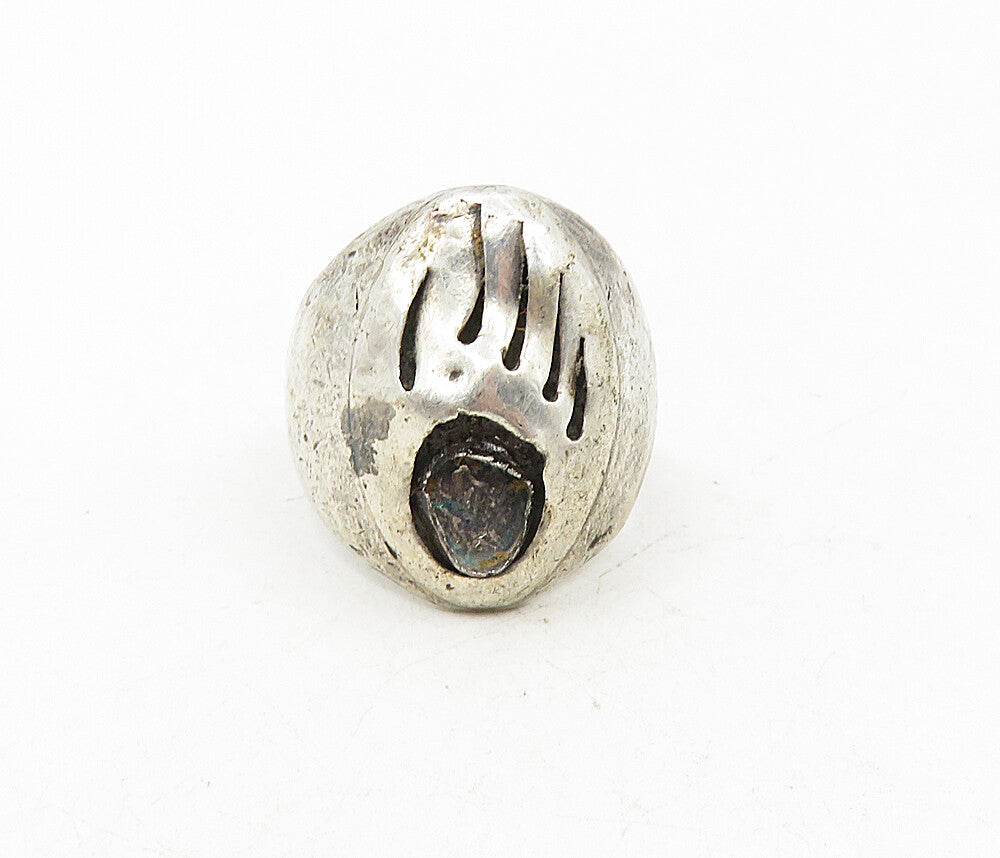 925 Sterling Silver  Vintage Modernist Bear Claw Band Ring Sz 9.5  RG9394