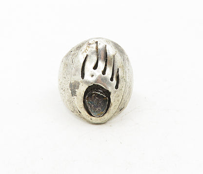 925 Sterling Silver  Vintage Modernist Bear Claw Band Ring Sz 9.5  RG9394