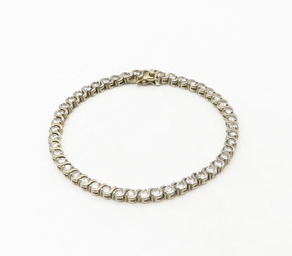925 Sterling Silver  Round Cut Cubic Zirconia Swirl Tennis Bracelet  BT6582