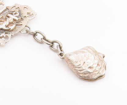 925 Sterling Silver Vintage Bracelet Modernist Marine Life Motif Link  BT12071