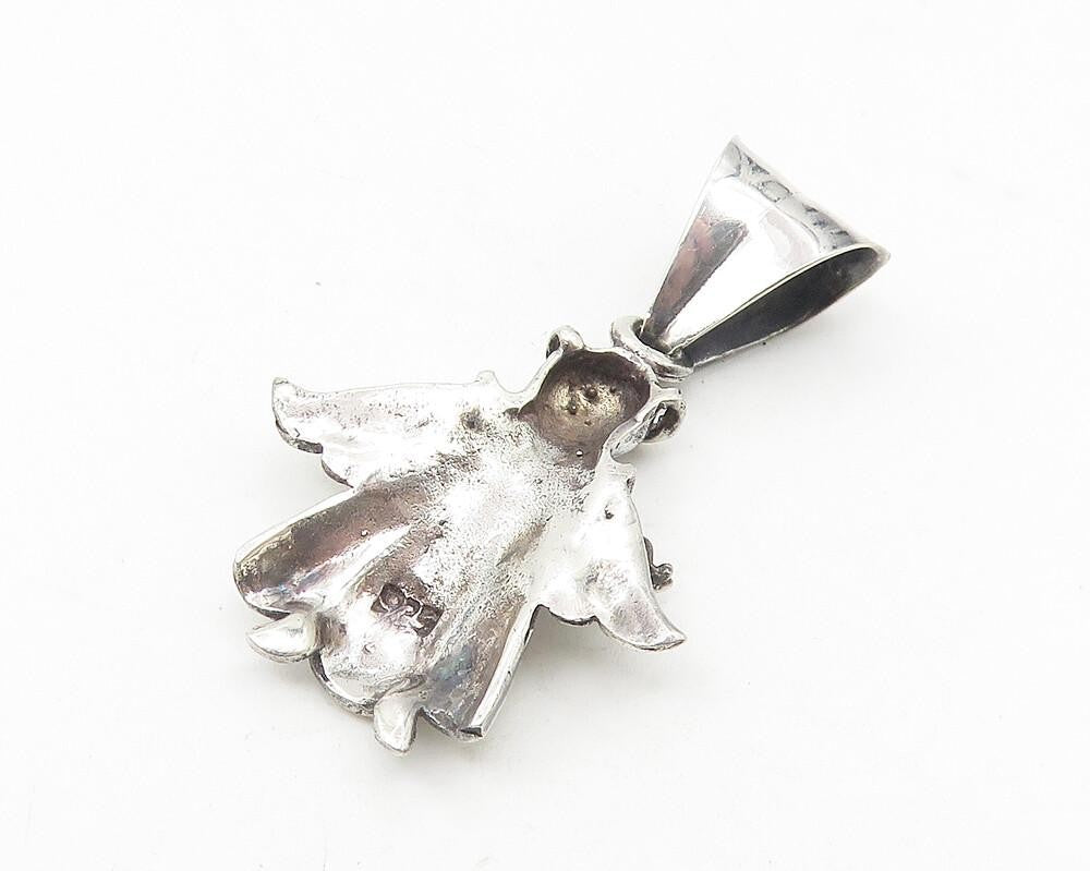 925 Sterling Silver  Vintage Shiny Angel Woman Motif Drop Pendant  PT8903