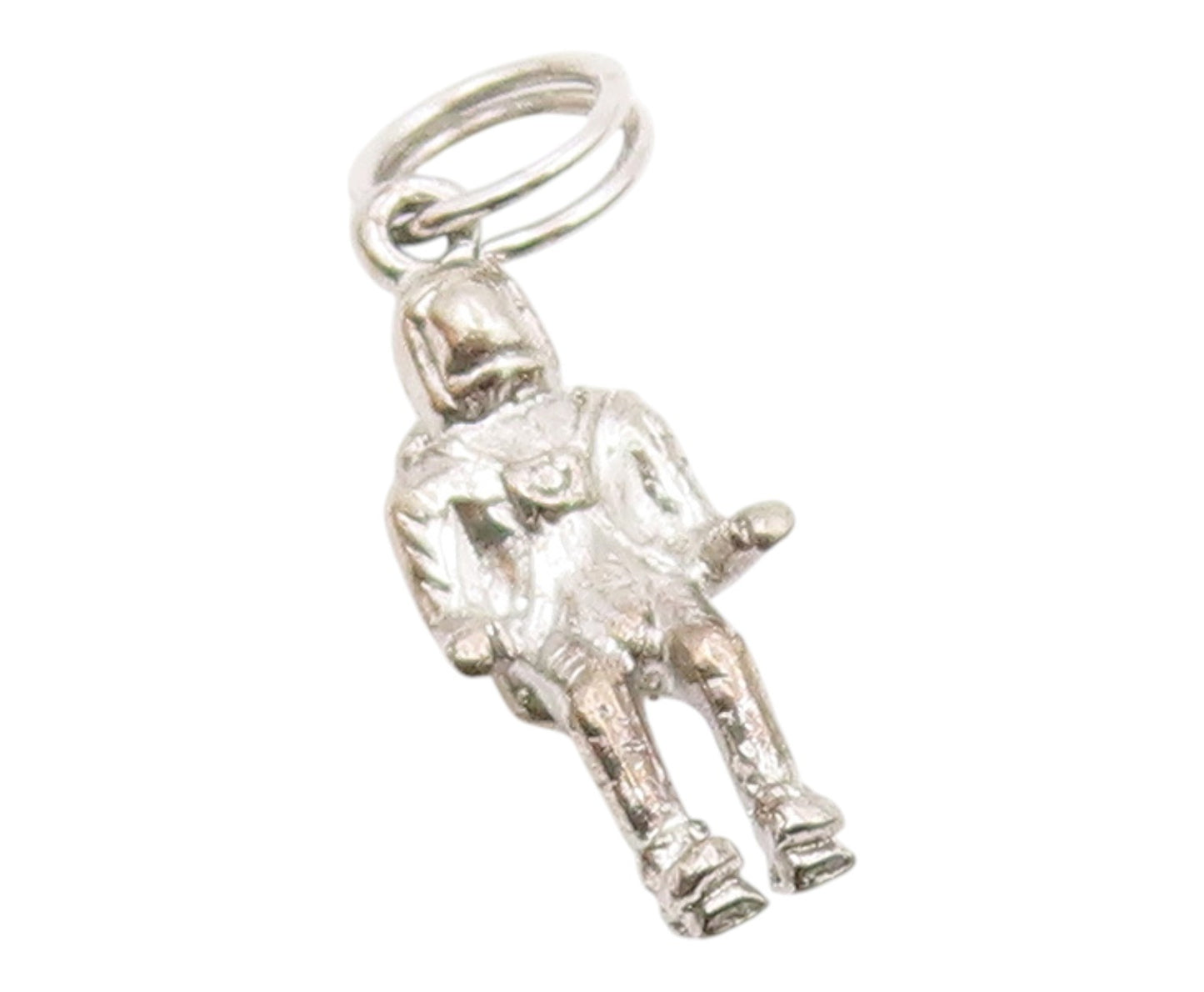925 Sterling Silver  Vintage Petite Shiny Astronaut Drop Pendant  PT18949