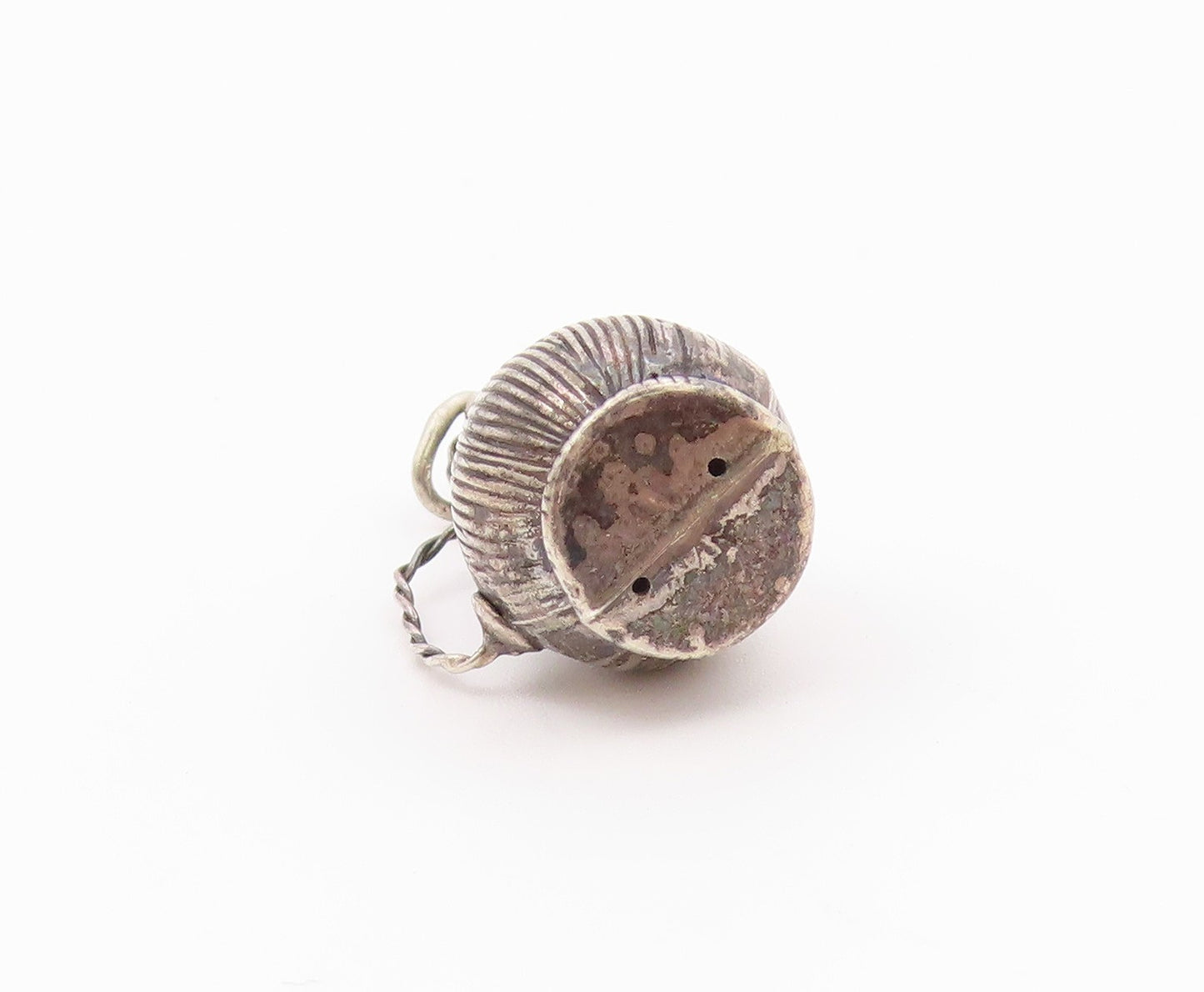 925 Sterling Silver  Vintage Dark Tone Wire Twist Hollow Vase Pendant  PT16509