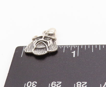 925 Sterling Silver Vintage Pendant Dark Tone Carved Viking Head Charm  PT24431