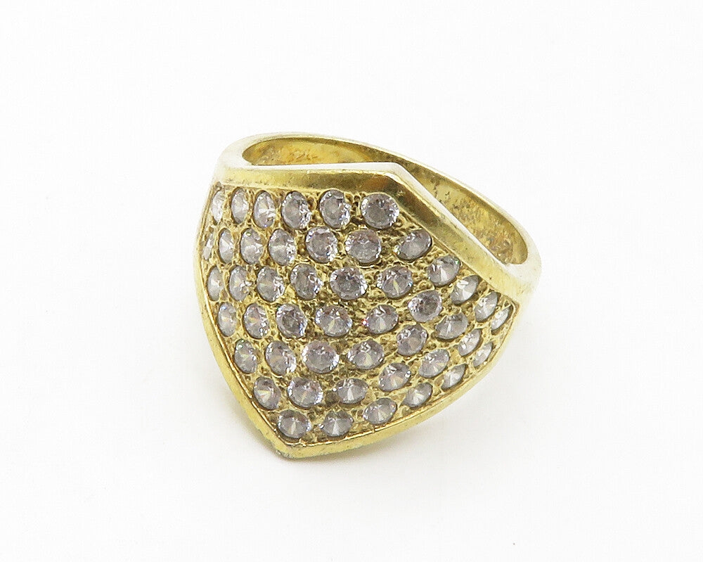925 Sterling Silver  Cubic Zirconia Encrusted Cocktail Ring Sz 8.5  RG14497