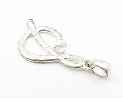 925 Sterling Silver  Vintage Shiny Topaz Open Swirl Design Pendant  PT8423
