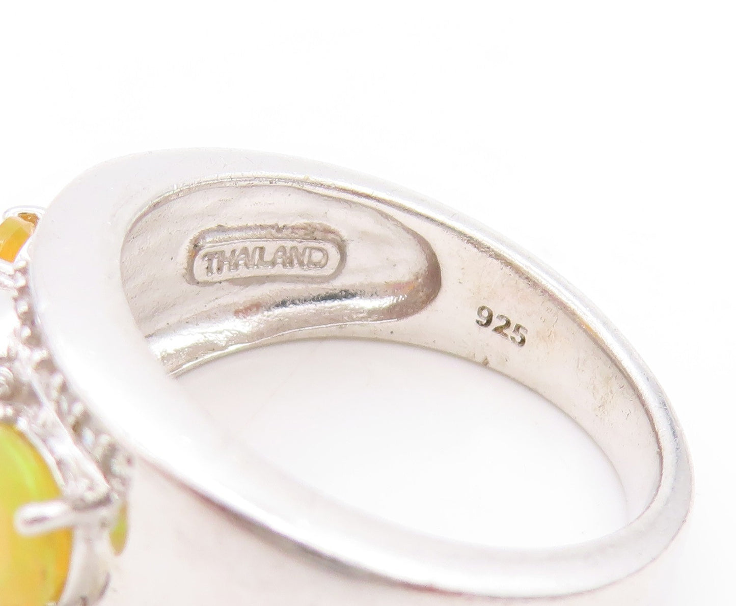 925 Sterling Silver Vintage Ring Three Stone Gemstone Accent Band  Sz 6  RG33622