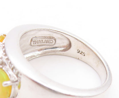925 Sterling Silver Vintage Ring Three Stone Gemstone Accent Band  Sz 6  RG33622