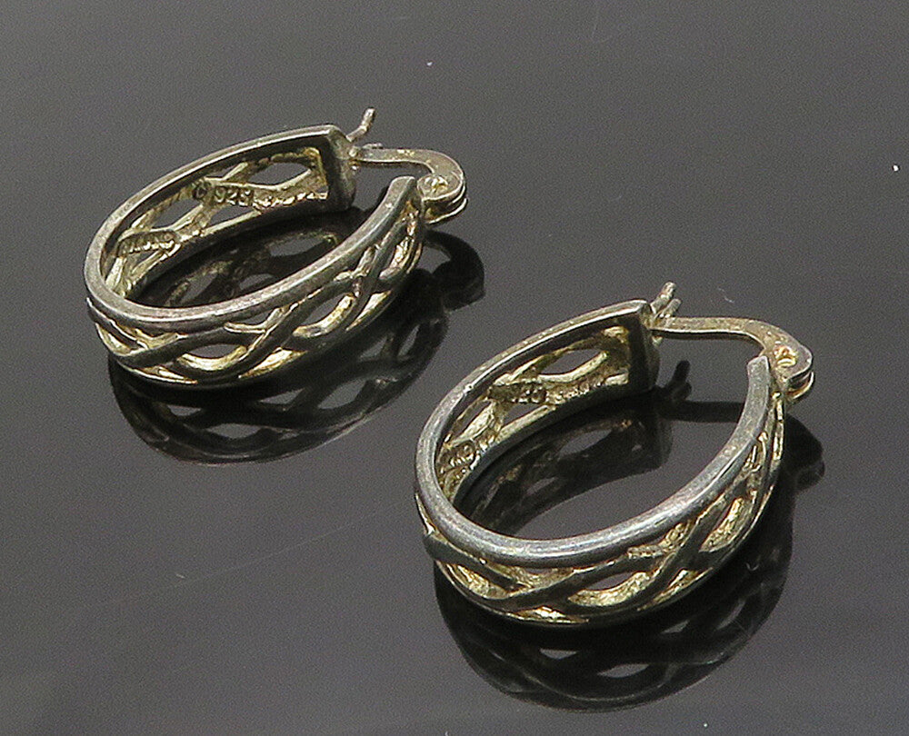 925 Sterling Silver  Vintage Open Infinity Swirl UShape Hoop Earrings  EG8270