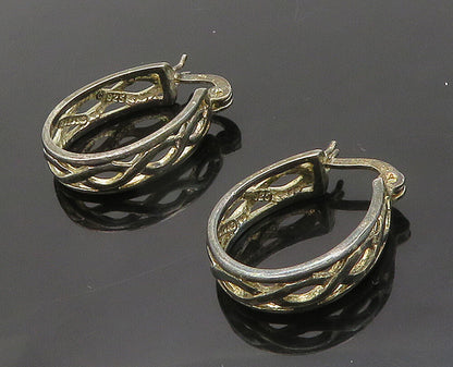 925 Sterling Silver  Vintage Open Infinity Swirl UShape Hoop Earrings  EG8270
