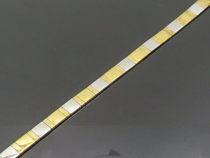 925 Sterling Silver  Vintage Two Tone Square Pattern Necklace  NE3815