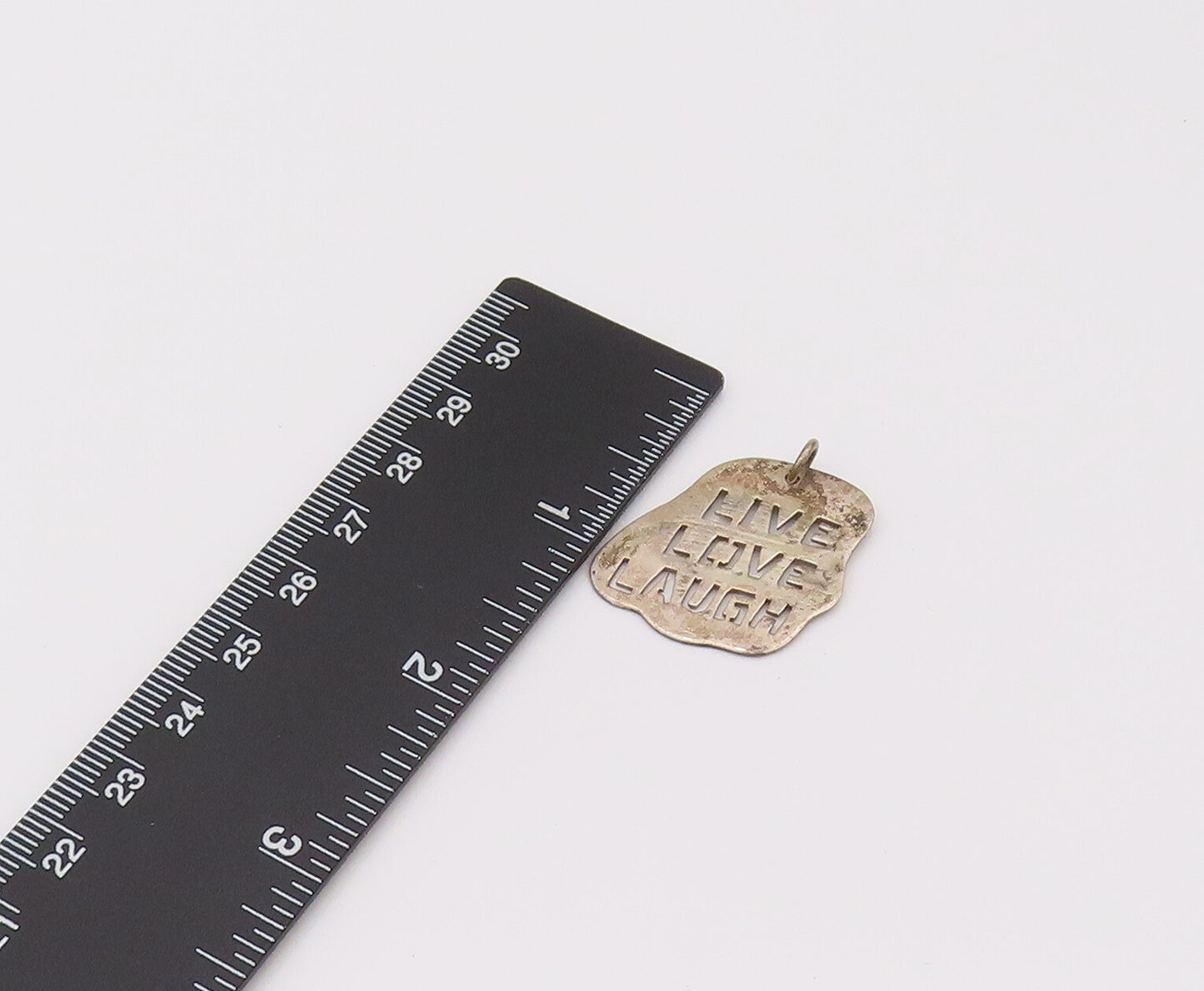925 Sterling Silver  Vintage Stancil Cutout Live Love Laugh Pendant  PT22032