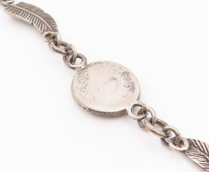 925 Sterling Silver Vintage Bracelet Gemstone With Feather Band  BT11306