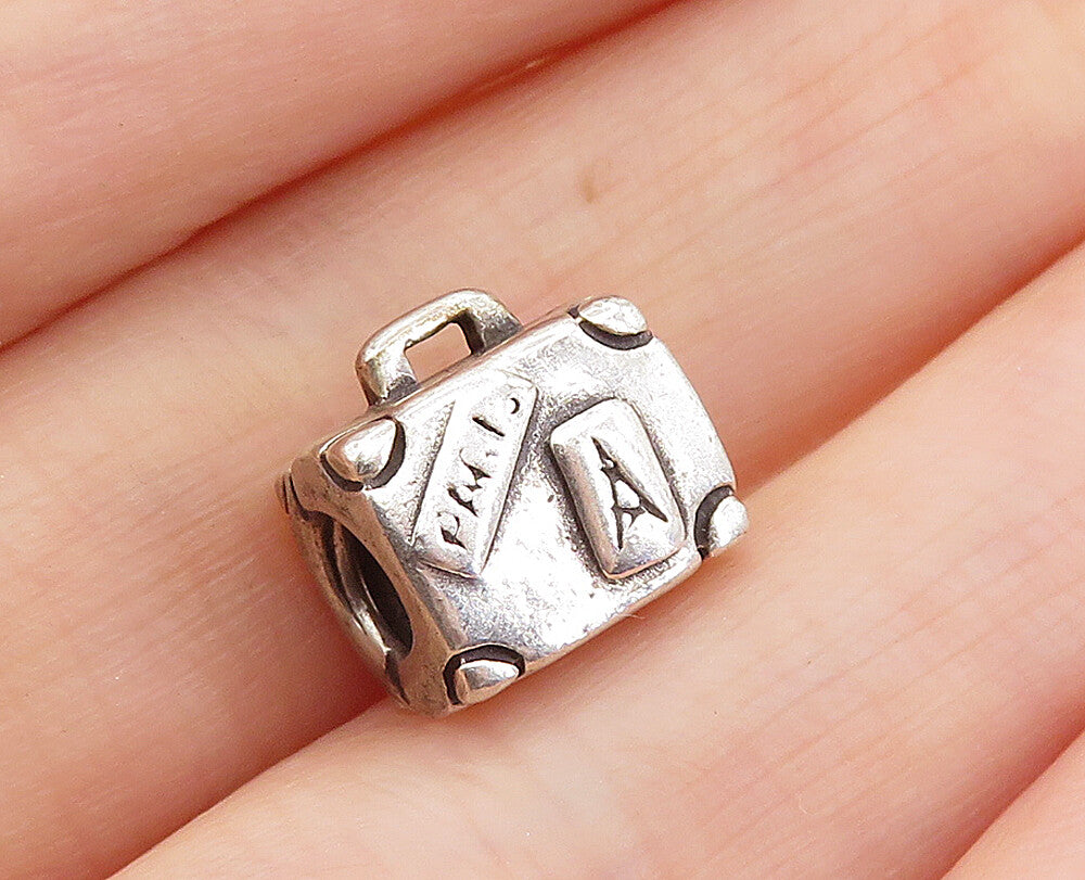 PANDORA 925 Sterling Silver  Vintage Petite Suitcase Slide Pendant  PT5393