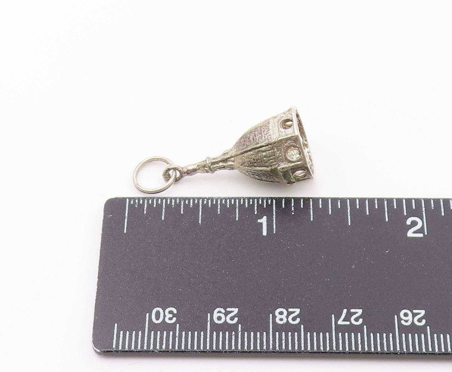 925 Sterling Silver  Vintage Shiny Dome Drop Pendant  PT19372