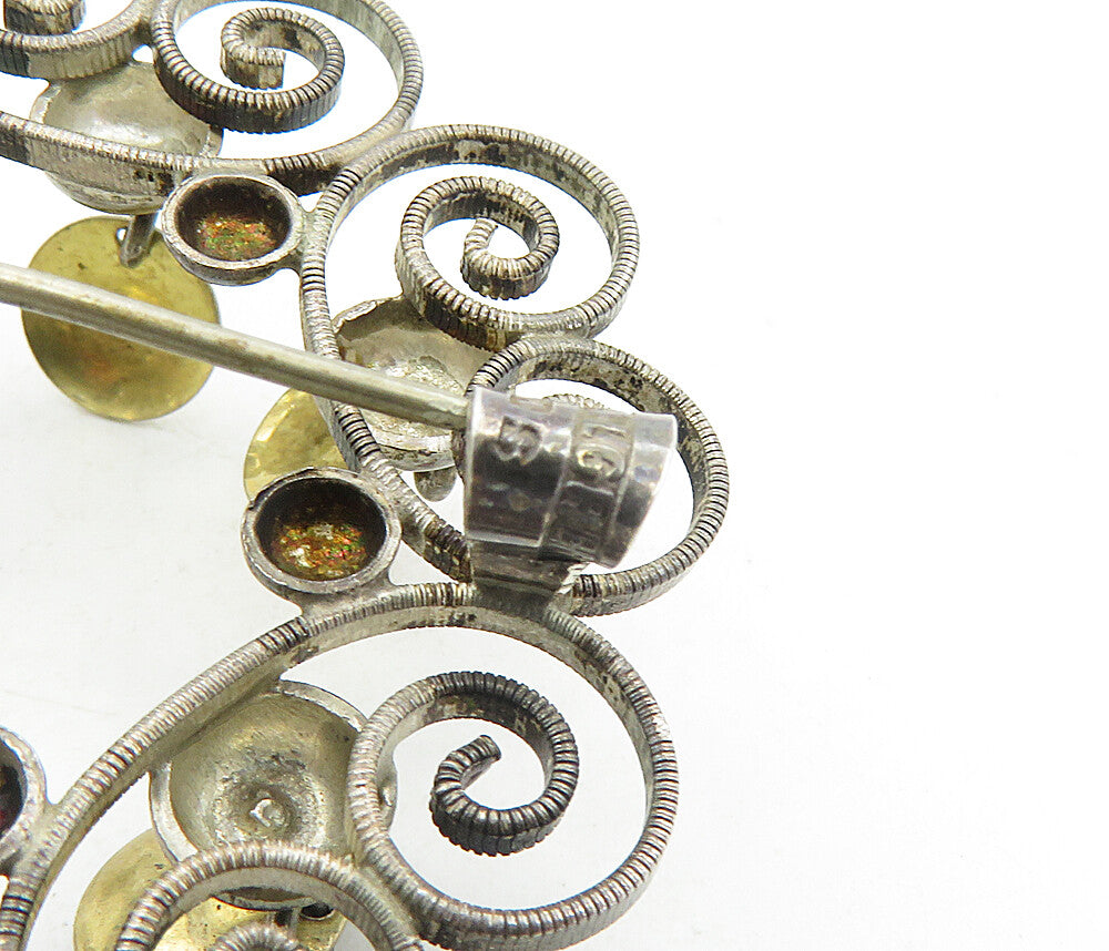 HALGREEN 925 Sterling Silver  Vintage Two Tone Swirl Wreath Brooch Pin  BP3300