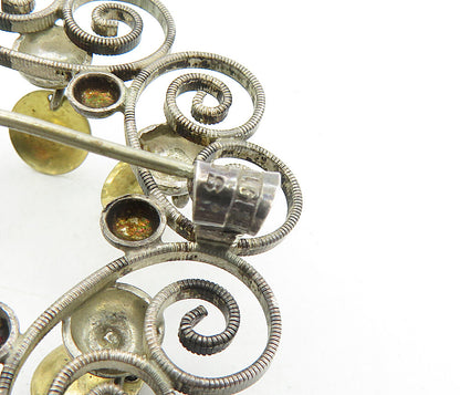 HALGREEN 925 Sterling Silver  Vintage Two Tone Swirl Wreath Brooch Pin  BP3300