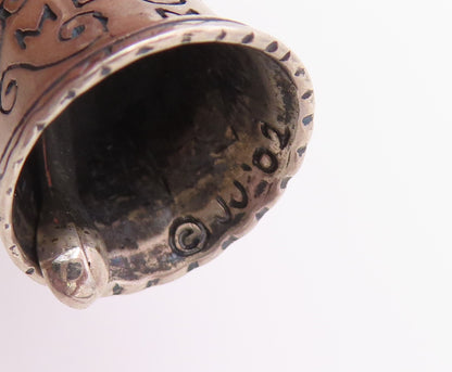 925 Sterling Silver Vintage Pendant Heart Cutout Grandmother Bell JINGLE PT26457