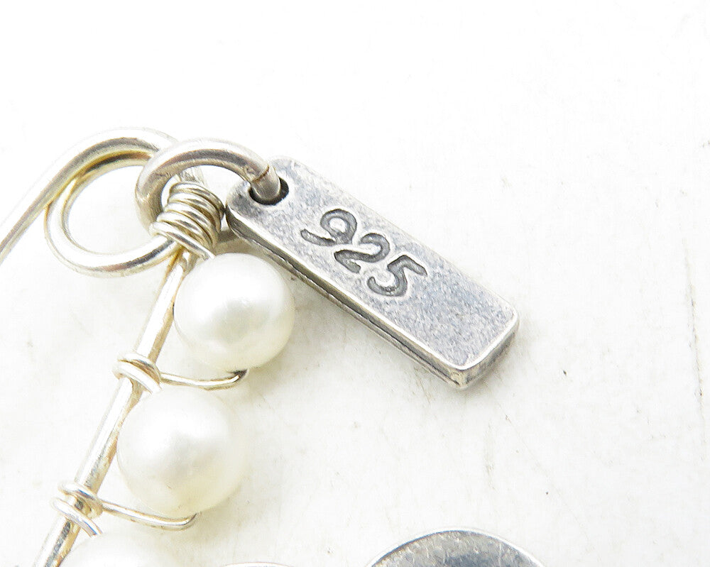 PLANETJILL 925 Silver Vintage Petite Pearls Flower Photo Charm Brooch Pin BP3877